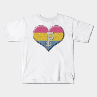 Large Pansexual Pride Flag Colored Heart with Ace Symbol Kids T-Shirt